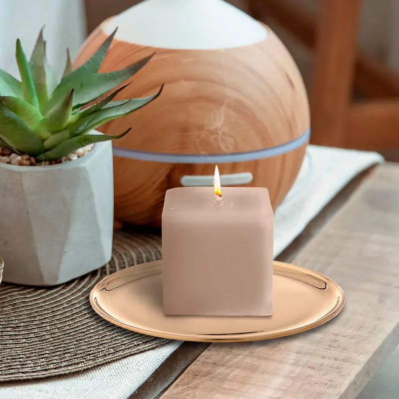 Mini Cubo De Cirio Aromático, Color Beige 5X6cm 1