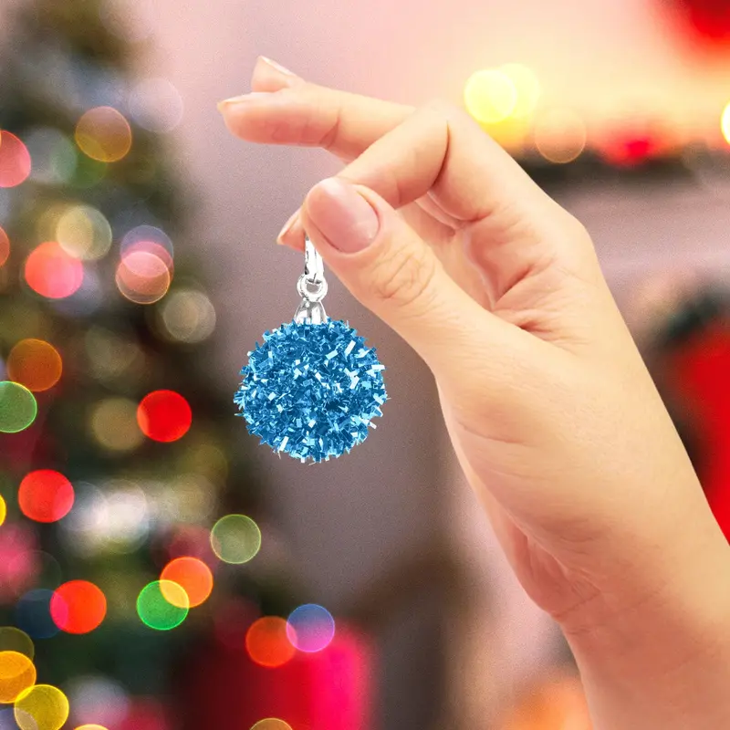 Mini Esferas Navideñas Brillantes, 6 Pzas, Color Azul 1