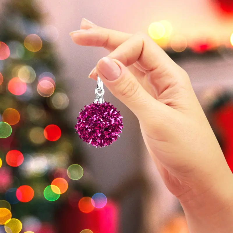 Mini Esferas Navideñas Brillantes, 6 Pzas, Color Vino 1