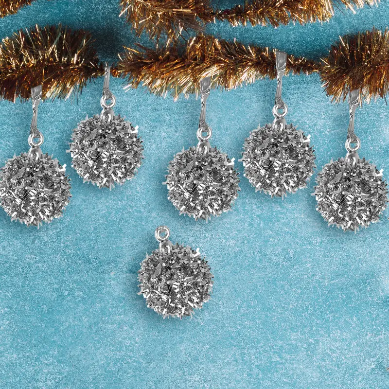 Mini Esferas Navideñas Brillantes, Color Plata, 6 Pzas 2