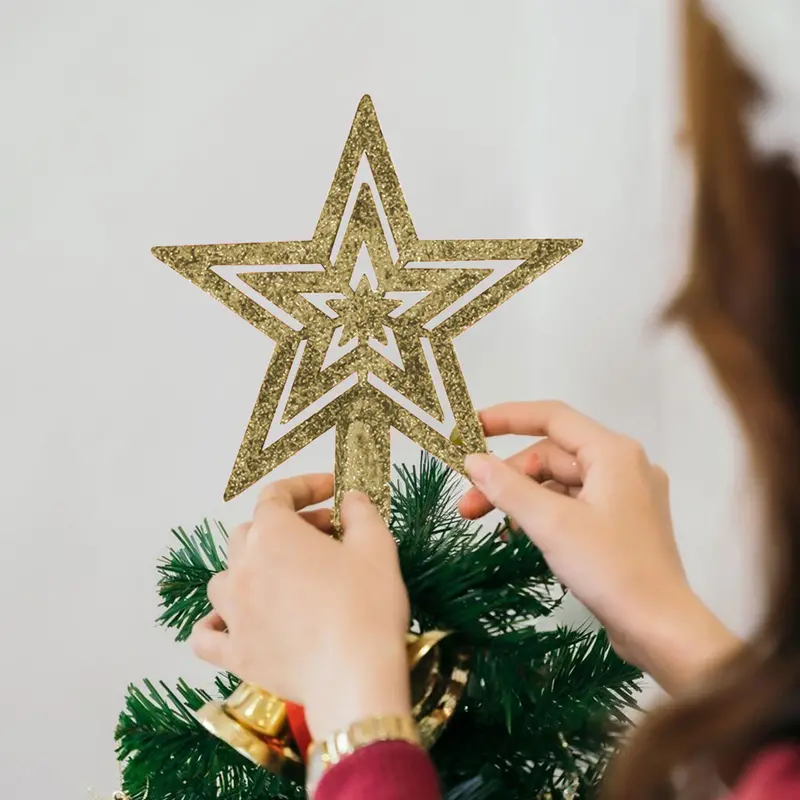 Mini Estrella Brillante, Punta De Árbol, Color Oro 1
