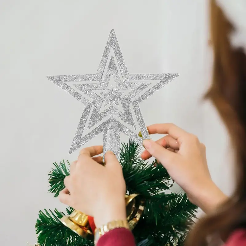Mini Estrella Brillante, Punta De Árbol, Color Plata 1