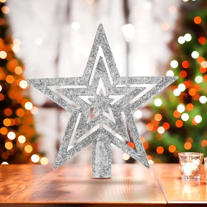 Mini Estrella Brillante, Punta De Árbol, Color Plata 2
