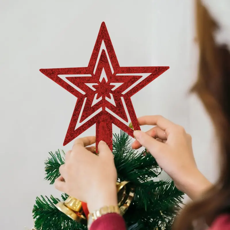 Mini Estrella Brillante, Punta De Árbol, Color Rojo 1