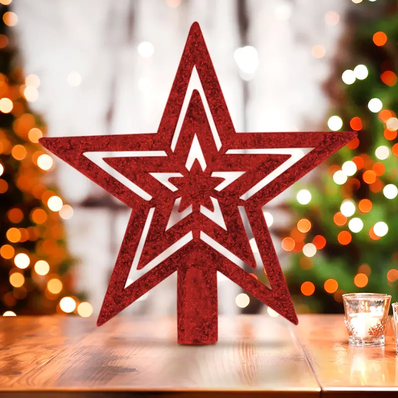 Mini Estrella Brillante, Punta De Árbol, Color Rojo 2