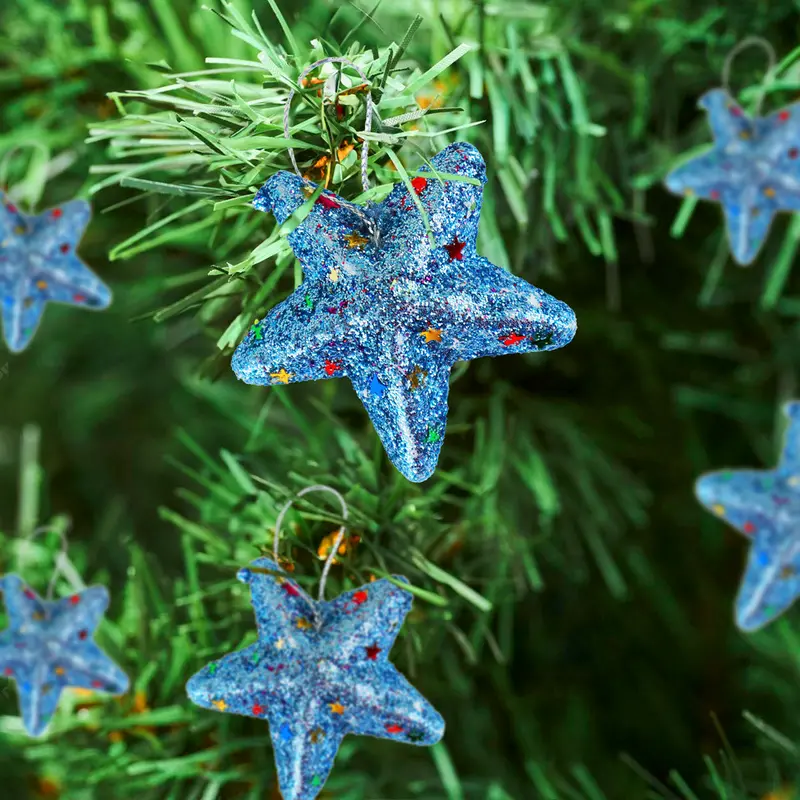 Mini Estrellas, Ornamento Navideño Glitter, Color Azul 1