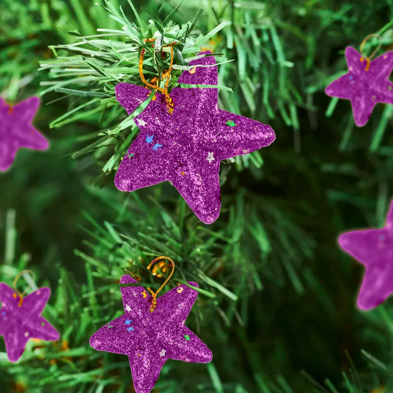 Mini Estrellas, Ornamento Navideño Glitter, Color Morado 1