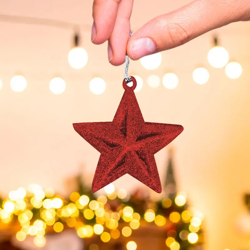 Mini Estrellas, Ornamento Navideño Glitter, Color Rojo 1