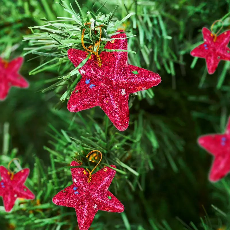 Mini Estrellas, Ornamento Navideño Glitter, Color Rosa 1