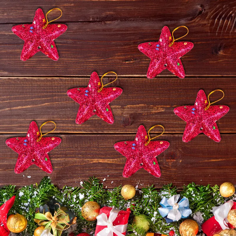 Mini Estrellas, Ornamento Navideño Glitter, Color Rosa 2