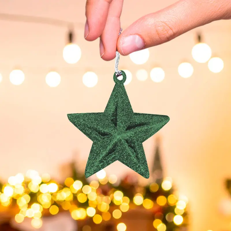 Mini Estrellas, Ornamento Navideño Glitter, Color Verde 1