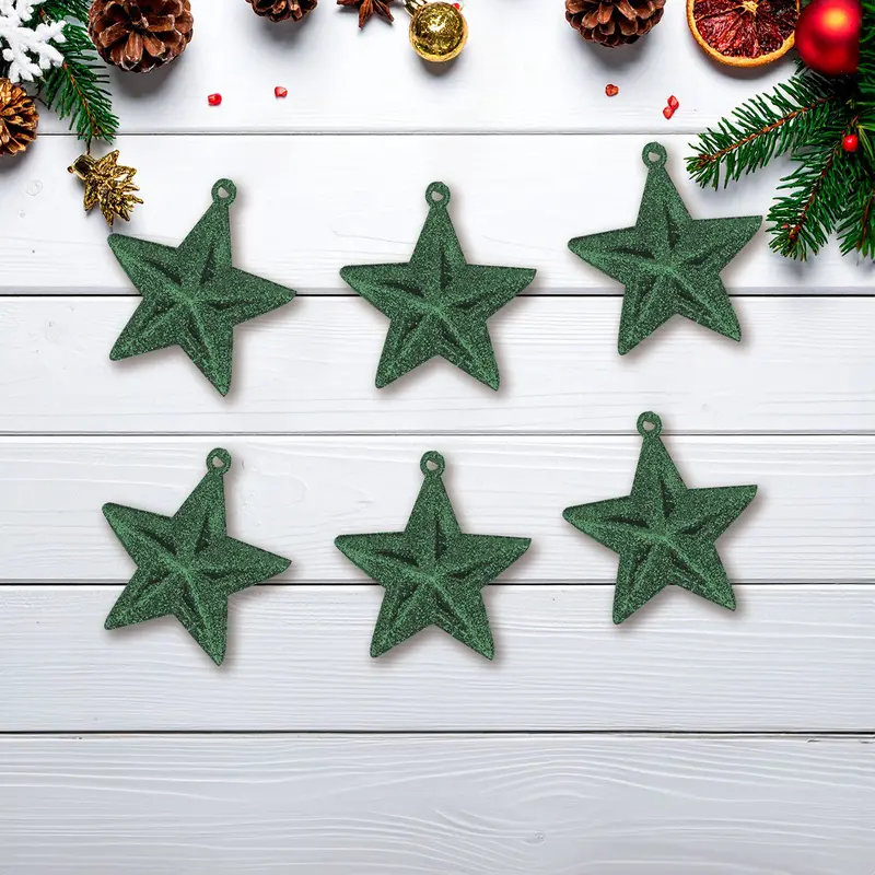 Mini Estrellas, Ornamento Navideño Glitter, Color Verde 2