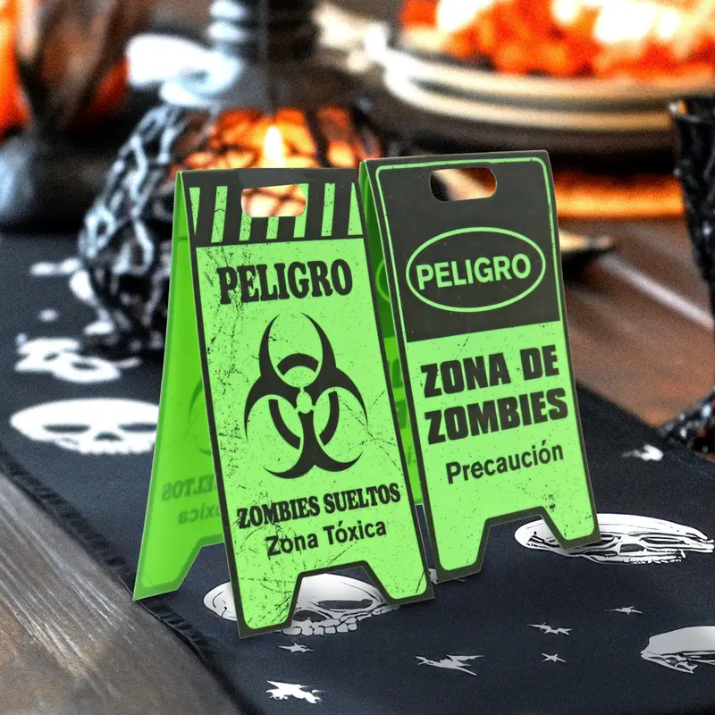 Mini Letreros De Peligro Zona De Zombies 1