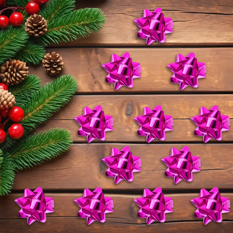 Mini Moños Para Regalo, 12 Pzas, Color Fucsia 1
