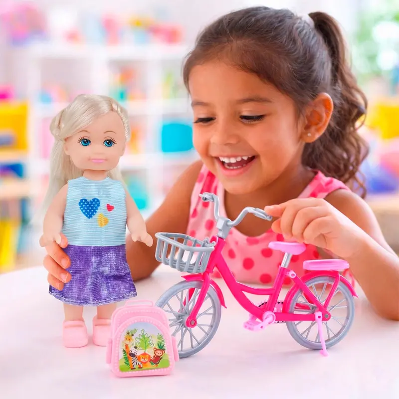 Mini Muñeca Con Bicicleta, Color Azul 1
