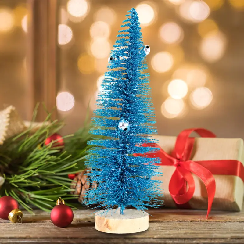 Mini Pino Brillante De Navidad Con Esferas, Color Azul 1
