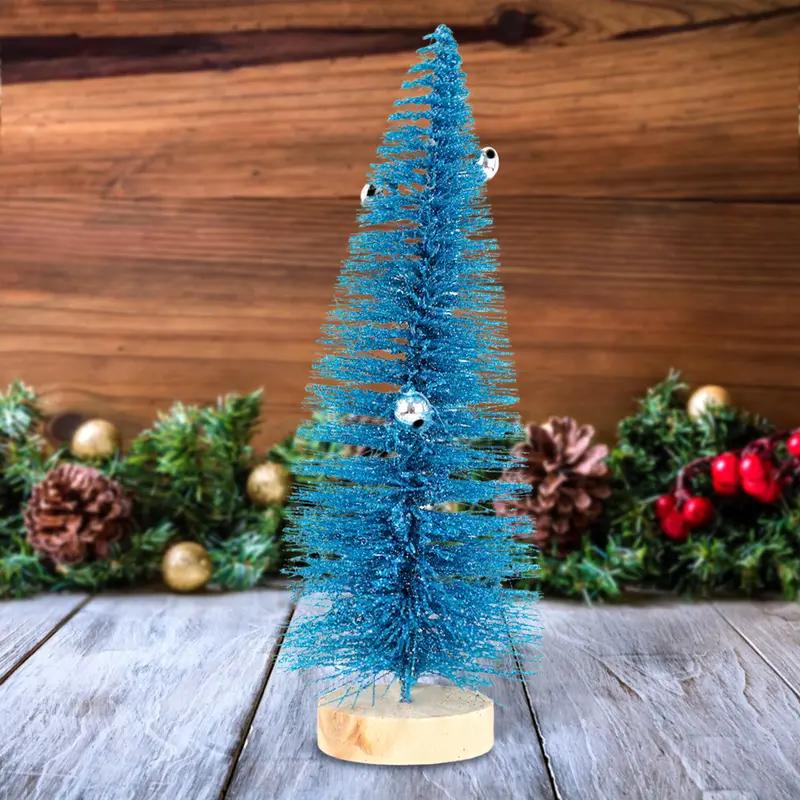 Mini Pino Brillante De Navidad Con Esferas, Color Azul 2