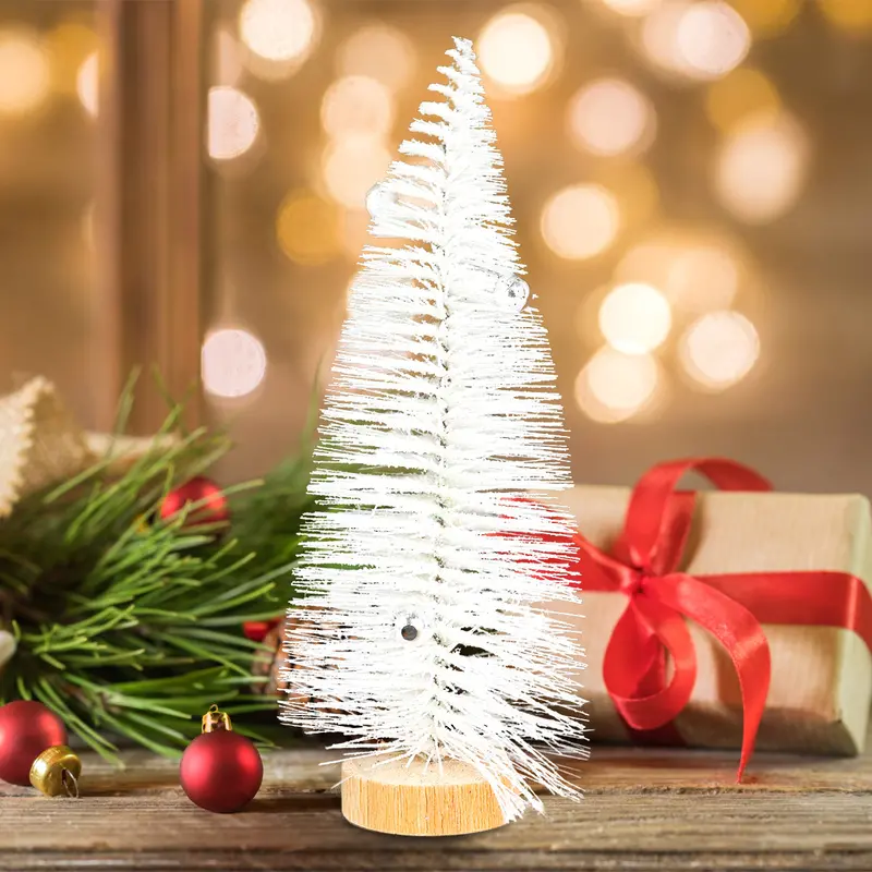 Mini Pino Brillante De Navidad Con Esferas, Color Blanco 1