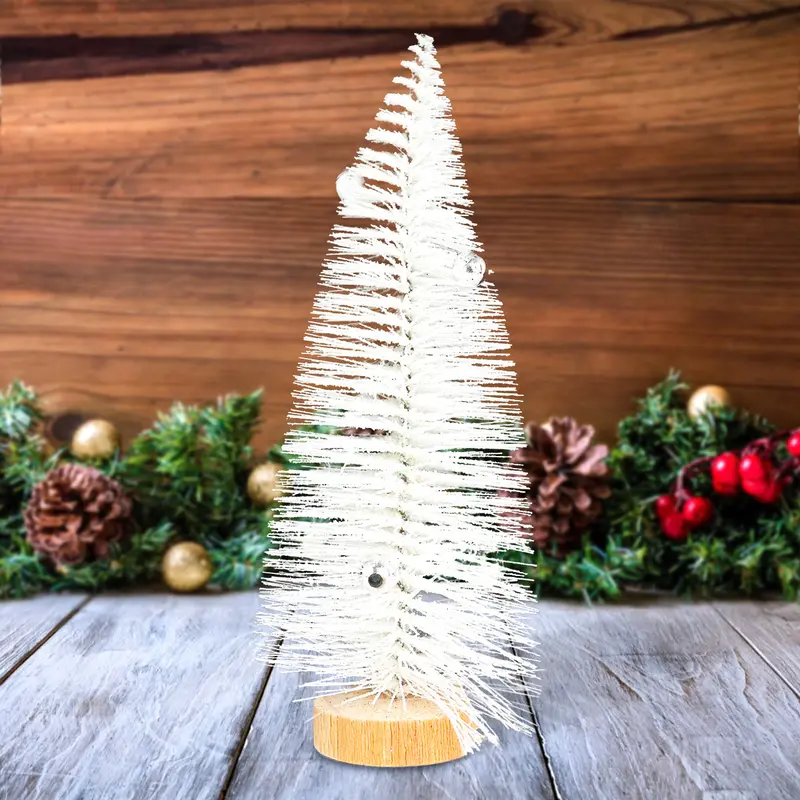 Mini Pino Brillante De Navidad Con Esferas, Color Blanco 2