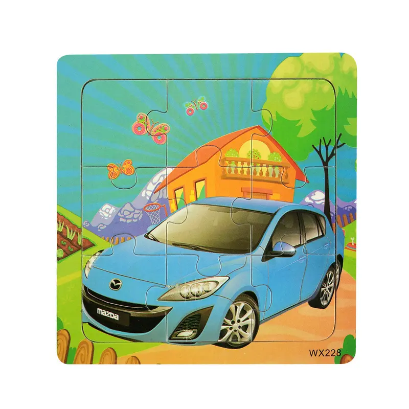 Mini Rompecabezas De Carrito Azul, 9 Piezas 1