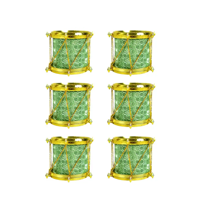 Mini Tamborcitos Color Verde Para Decoración Navideña, 6 Piezas. 2