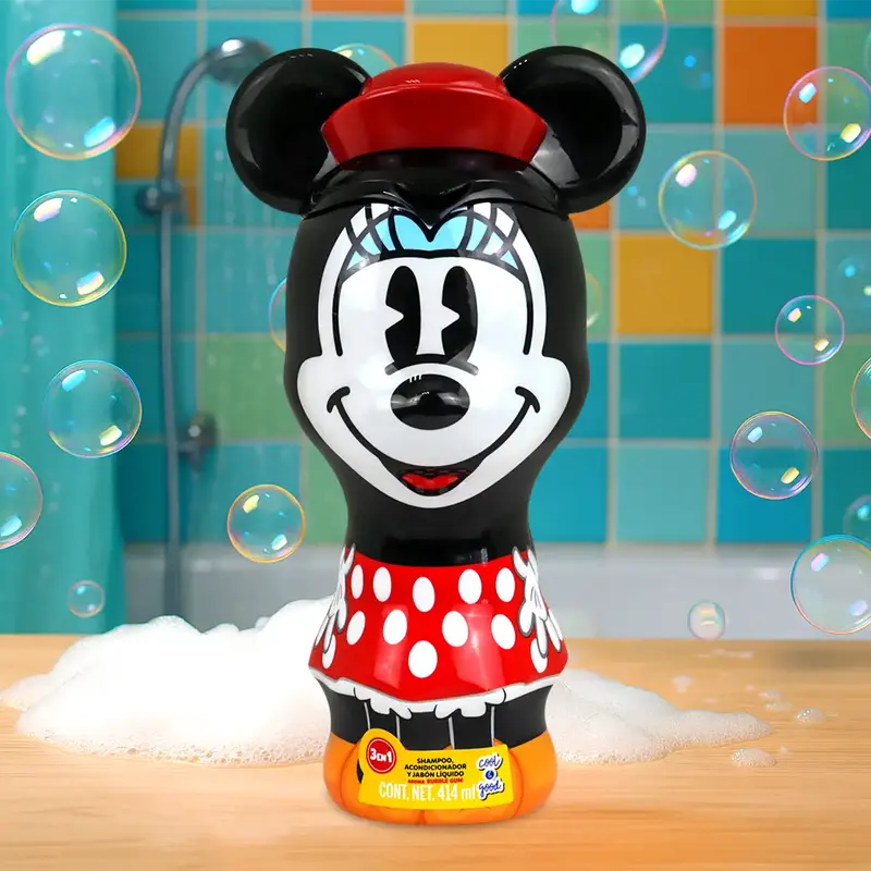 Minnie, Shampoo, Acondicionador Y Jabón Líquido 3 En 1, Aroma Bubble Gum 1