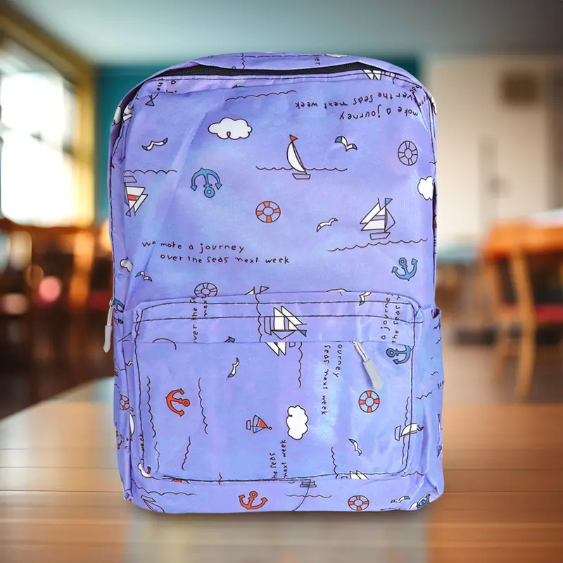 Mochila Con Diseño De Barquitos, Color Morado 1