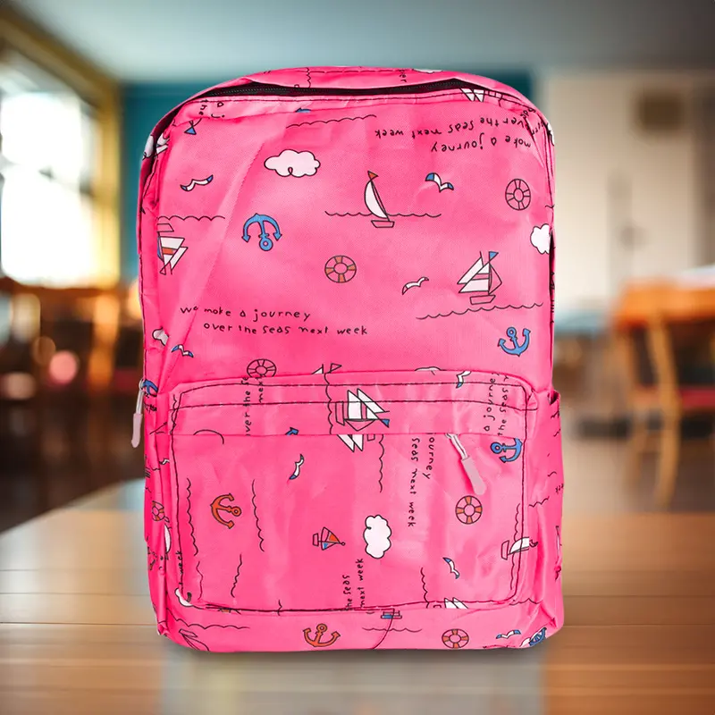 Mochila Con Diseño De Barquitos, Color Rosa 1