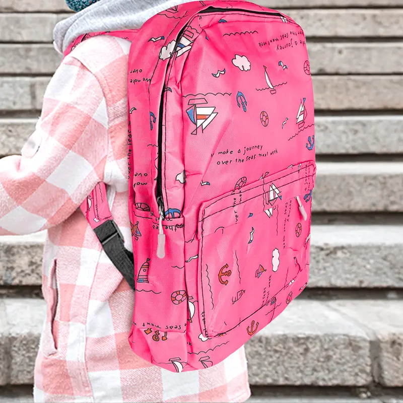 Mochila Con Diseño De Barquitos, Color Rosa 2