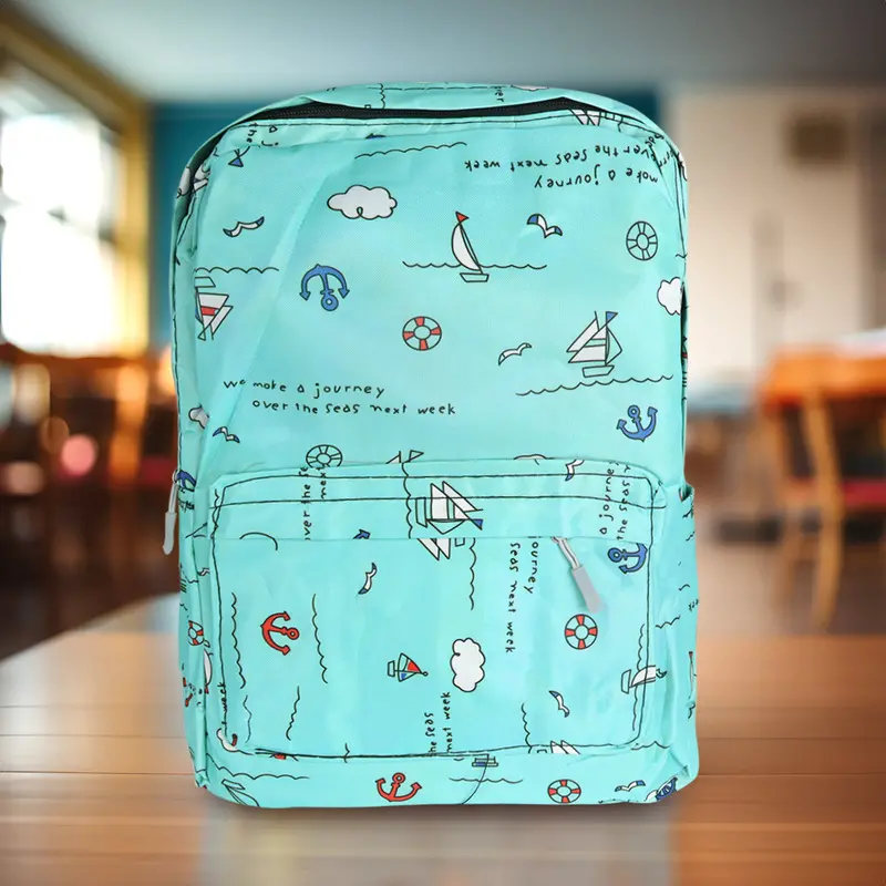 Mochila Con Diseño De Barquitos, Color Verde 1