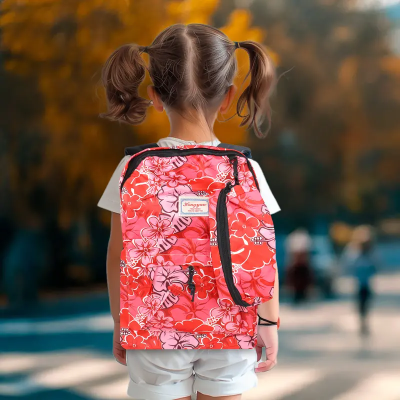 Mochila Con Diseño De Flores, Color Rojo 1