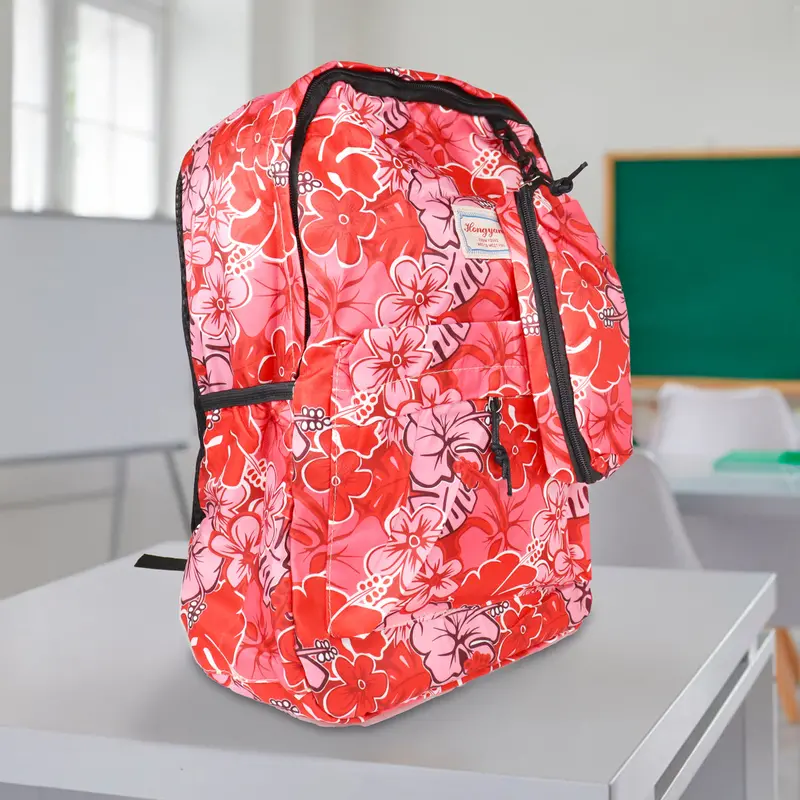 Mochila Con Diseño De Flores, Color Rojo 2