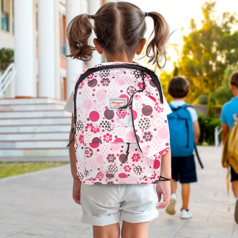 Mochila Con Diseño De Flores, Color Rosa Con Café 1