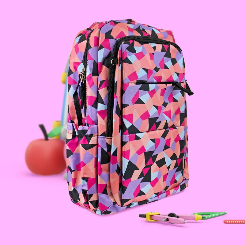 Mochila De Figuras Color Rosa/Negro/Azul 2