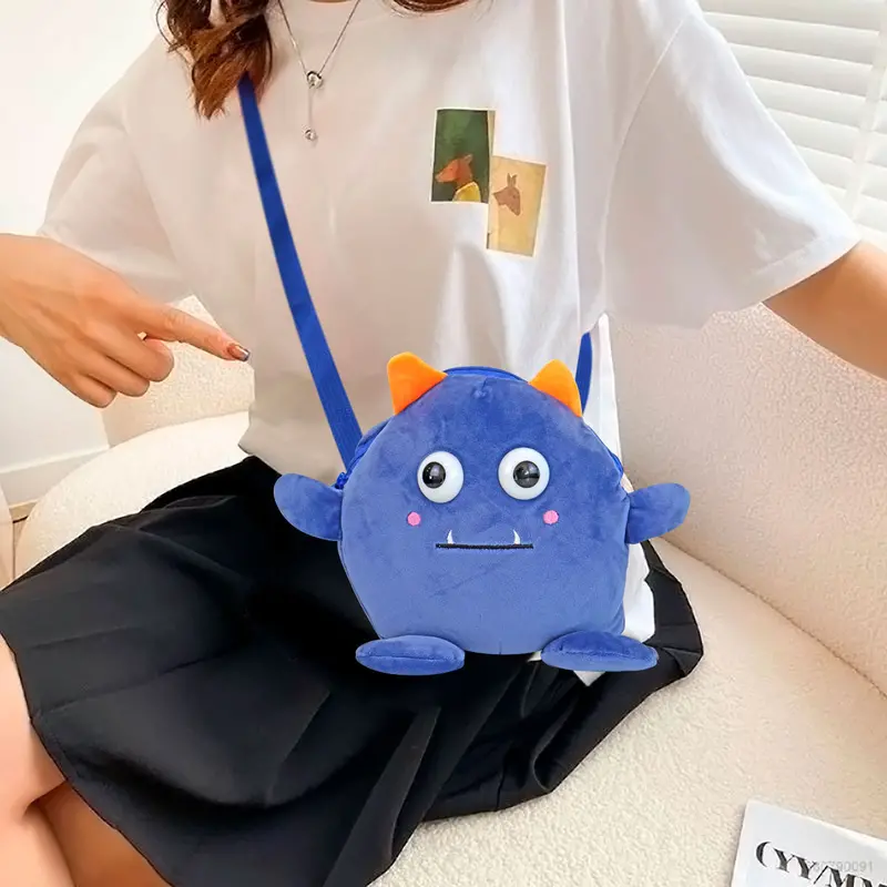 Mochila De Peluche En Forma De Monstruo, Color Azul Rey 1
