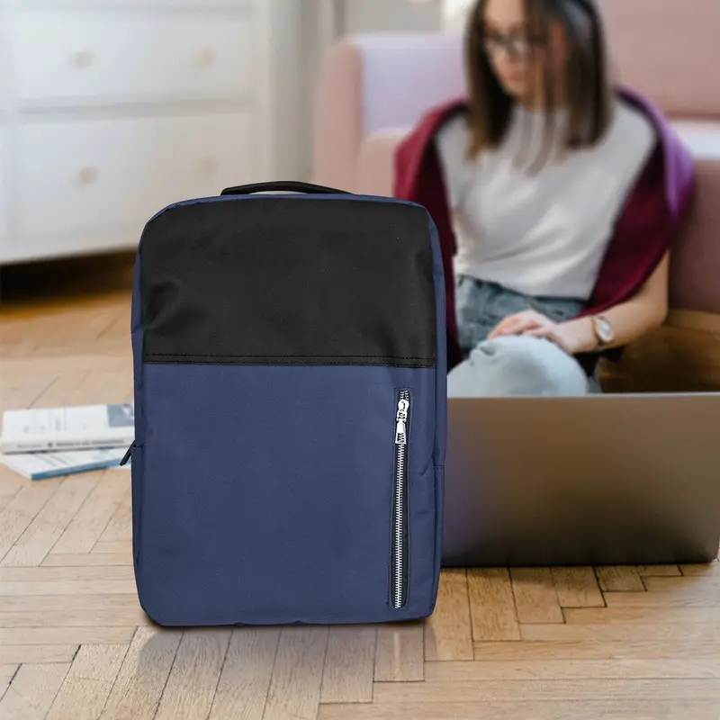 Mochila Porta Laptop Con Cargador Usb Color Azul Marino 1