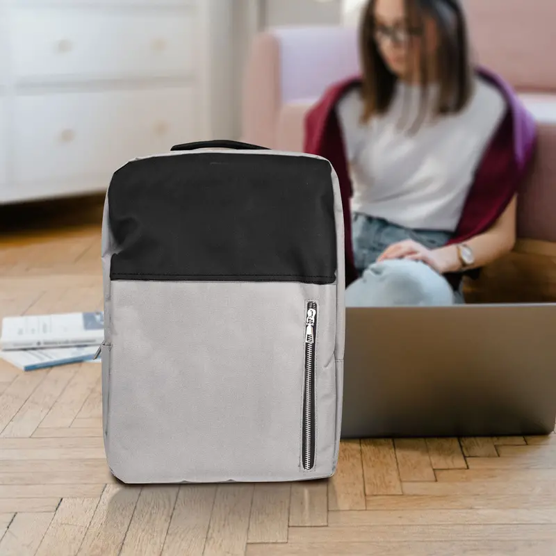 Mochila Porta Laptop Con Cargador Usb Color Gris 1