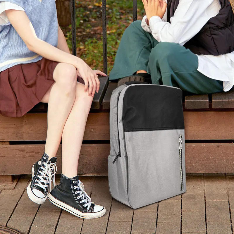 Mochila Porta Laptop Con Cargador Usb Color Gris 2
