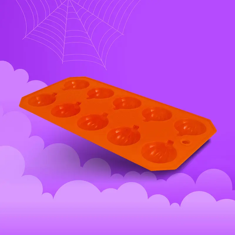 Molde De Silicón Con Forma De Calabaza Color Naranja 1