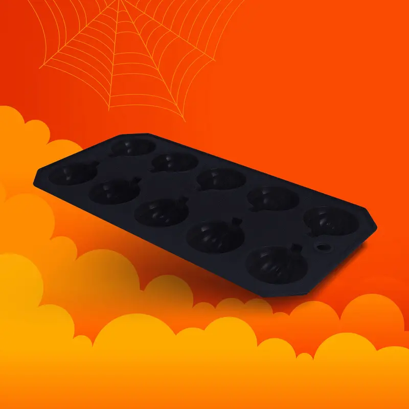 Molde De Silicón Con Forma De Calabaza Color Negro 1