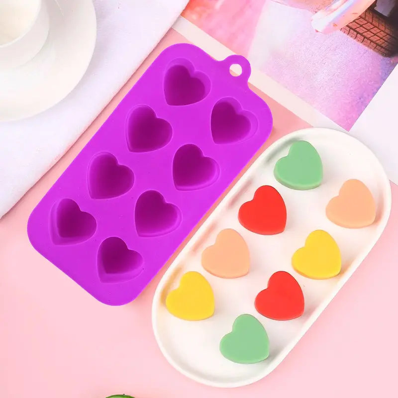 Molde De Silicón En Forma De Corazones, Color Morado. 2
