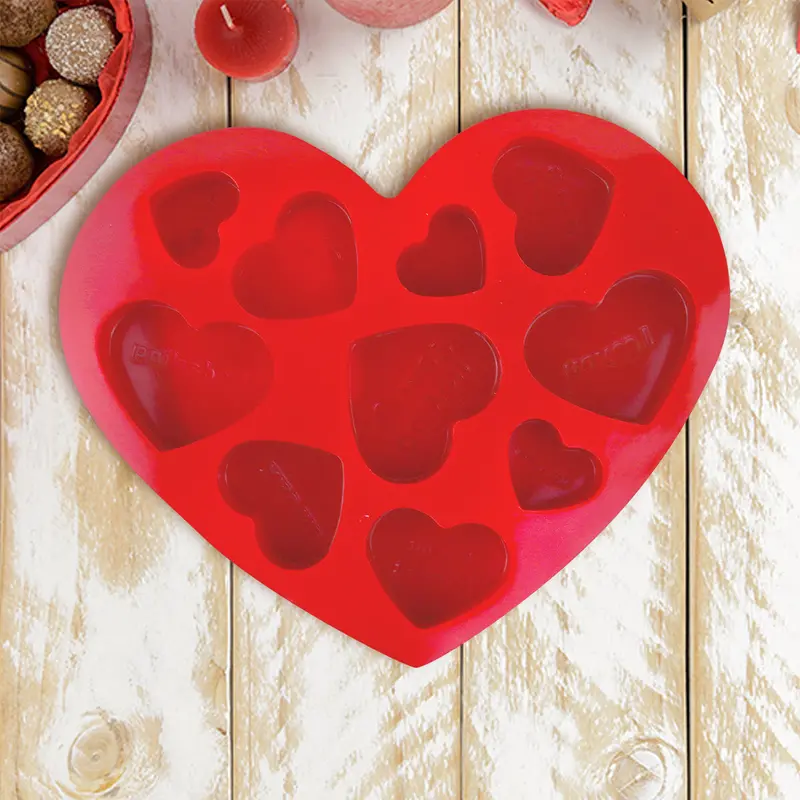 Molde De Silicona En Forma De Corazón, Color Rojo 1