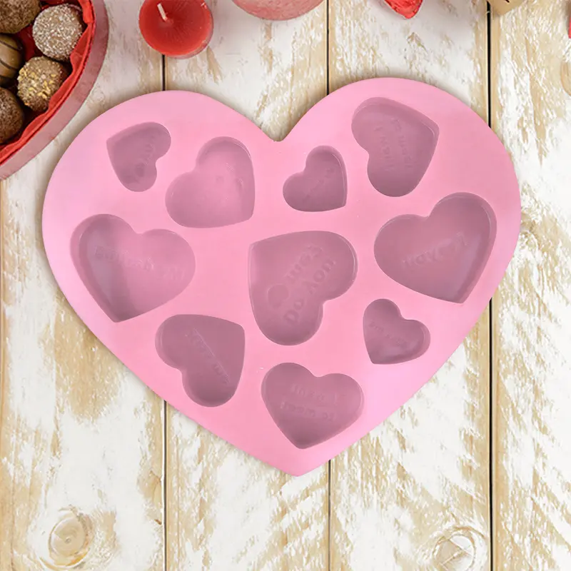 Molde De Silicona En Forma De Corazón, Color Rosa 1