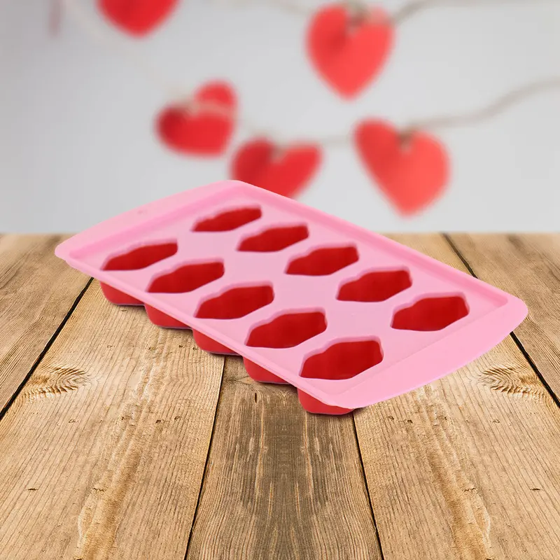 Molde Para Hielos En Forma De Beso, Color Rosa. 2
