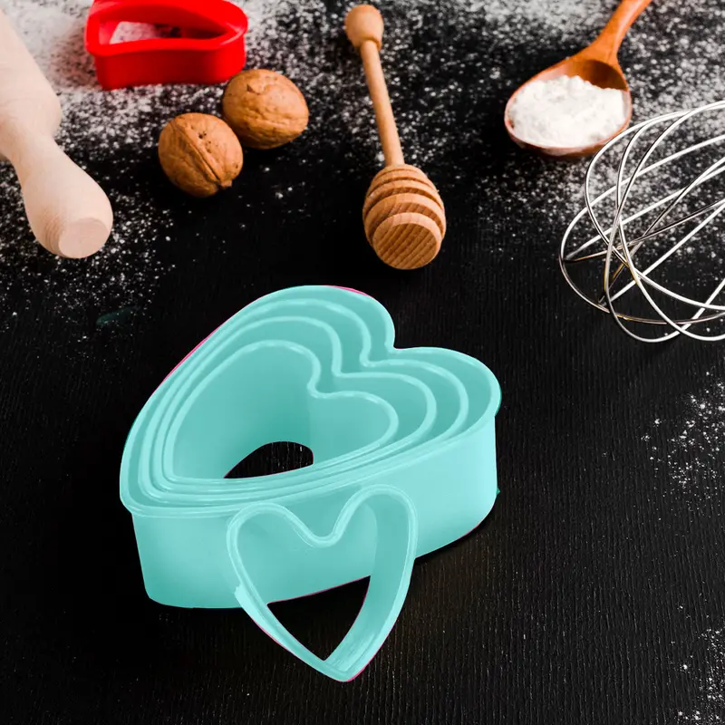 Moldes Cortadores Para Galletas En Forma De Corazón, Color Aqua 5 Pza 2