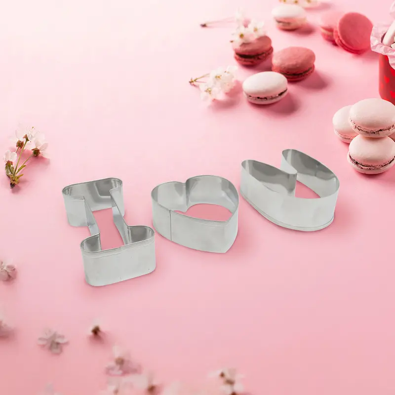 Moldes Cortadores Para Galletas En Forma "I Love", Aluminio 1