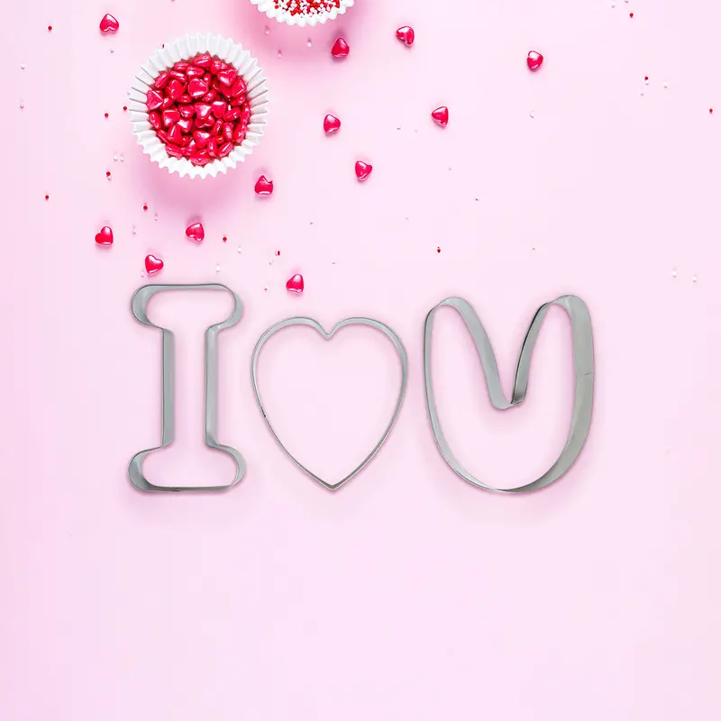 Moldes Cortadores Para Galletas En Forma "I Love", Aluminio 2