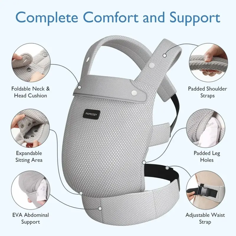 Momcozy Baby Carrier Newborn To Toddler Air Mesh - Grey 2