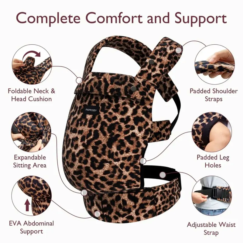 Momcozy Baby Carrier Newborn To Toddler Cotton - Leopard 2