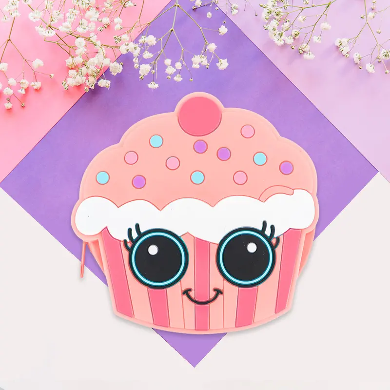 Monedero De Silicona En Forma De Cupcake, Color Rosa 1